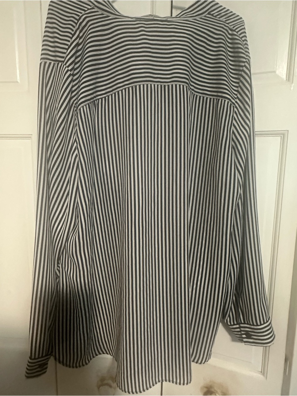 Fashion to Figure Black & White Striped Wrap Blouse - Picture 3 of 3
